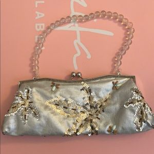 Vintage Look Silver & Beaded Clutch